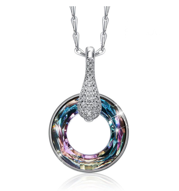 Eflatun Kristal Taşlı Kolye (Altın Kaplama) - N0513